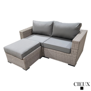 CIEUX Sectional Riviera Outdoor Patio Wicker Small Sectional Sofa in Grey with Sunbrella Canvas Charcoal Cushions