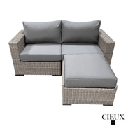 CIEUX Sectional Riviera Outdoor Patio Wicker Small Sectional Sofa in Grey with Sunbrella Canvas Charcoal Cushions