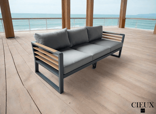 CIEUX Sofa Avignon Outdoor Patio Aluminum Metal Sofa in Midnight Grey with Sunbrella Cushions - Available in 2 Colours