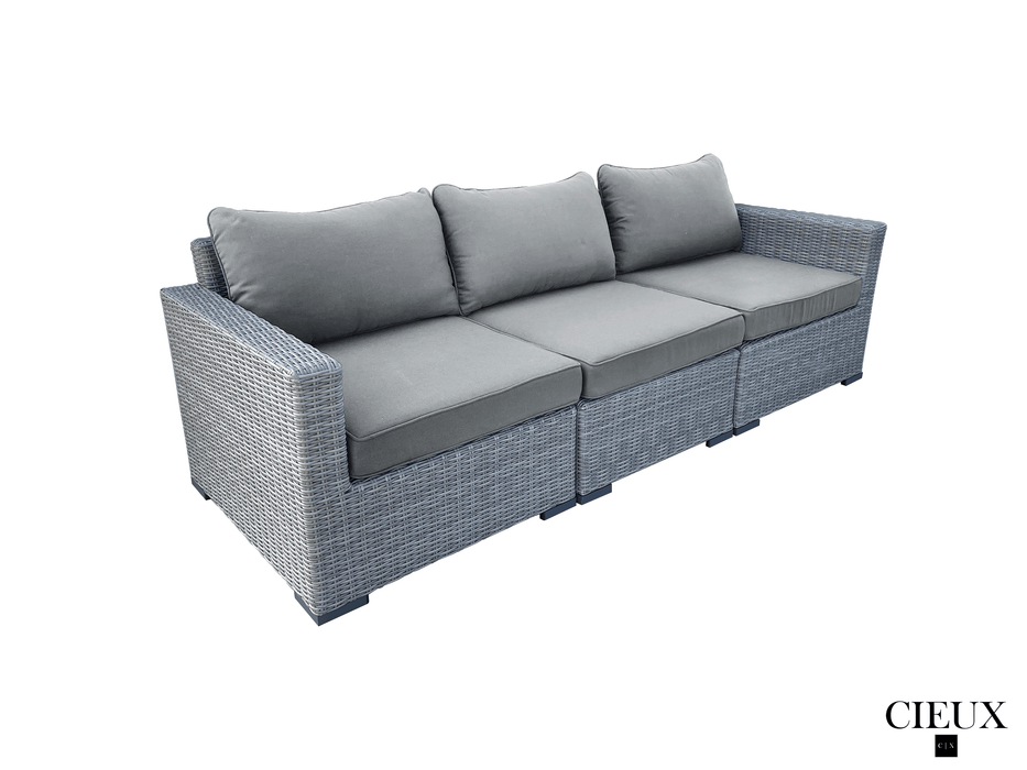 CIEUX Sofa Cannes Outdoor Patio Wicker Modular Sofa in Grey with Sunbrella Cushions - Available in 2 Colours