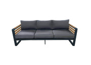 CIEUX Sofa Canvas Charcoal Avignon Outdoor Patio Aluminum Metal Sofa in Midnight Grey with Sunbrella Cushions in Canvas Charcoal