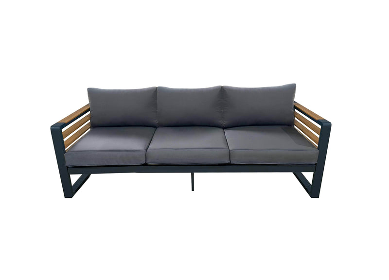 CIEUX Sofa Canvas Charcoal Avignon Outdoor Patio Aluminum Metal Sofa in Midnight Grey with Sunbrella Cushions in Canvas Charcoal