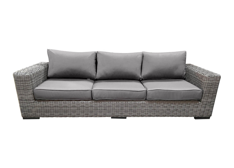 CIEUX Sofa Canvas Taupe Champagne Outdoor Patio Wicker Sofa in Grey with Sunbrella Cushions - Available in 2 Colours