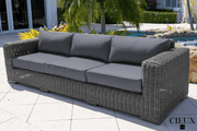 CIEUX Sofa Champagne Outdoor Patio Wicker Sofa in Grey with Sunbrella Cushions - Available in 2 Colours