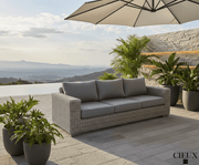 CIEUX Sofa Champagne Outdoor Patio Wicker Sofa in Grey with Sunbrella Cushions - Available in 2 Colours