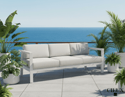 CIEUX Sofa Corsica Outdoor Patio Aluminum Metal Sofa in White with Sunbrella Cushions - Available in 2 Colours