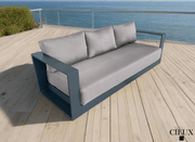CIEUX Sofa Lyon Outdoor Patio Aluminum Metal Sofa in Midnight Grey with Sunbrella Cushions - Available in 2 Colours