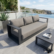 CIEUX Sofa Lyon Outdoor Patio Aluminum Metal Sofa in Midnight Grey with Sunbrella Cushions - Available in 2 Colours