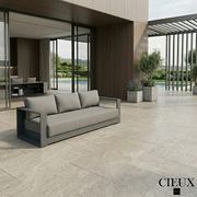 CIEUX Sofa Lyon Outdoor Patio Aluminum Metal Sofa in Midnight Grey with Sunbrella Cushions - Available in 2 Colours