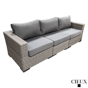 CIEUX Sofa Riviera Outdoor Patio Wicker Sofa in Grey with Sunbrella Canvas Charcoal Cushions