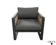 CIEUX Sofa Set Canvas Charcoal Avignon Outdoor Patio Aluminum Metal Sofa Conversation Set in Midnight Grey with Sunbrella Cushions in Canvas Charcoal