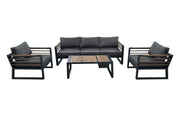 CIEUX Sofa Set Canvas Charcoal Avignon Outdoor Patio Aluminum Metal Sofa Conversation Set in Midnight Grey with Sunbrella Cushions in Canvas Charcoal