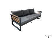 CIEUX Sofa Set Canvas Charcoal Avignon Outdoor Patio Aluminum Metal Sofa Conversation Set in Midnight Grey with Sunbrella Cushions in Canvas Charcoal