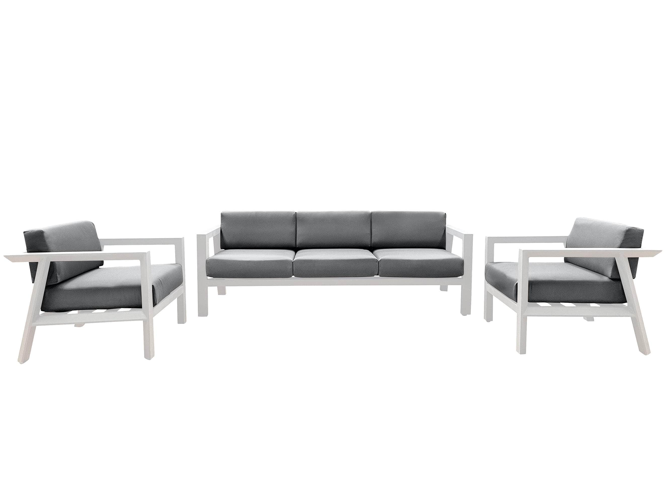 CIEUX Sofa Set Canvas Charcoal Corsica Outdoor Patio Aluminum Metal Sofa Conversation Set in White with Sunbrella Cushions - Available in 2 Colours