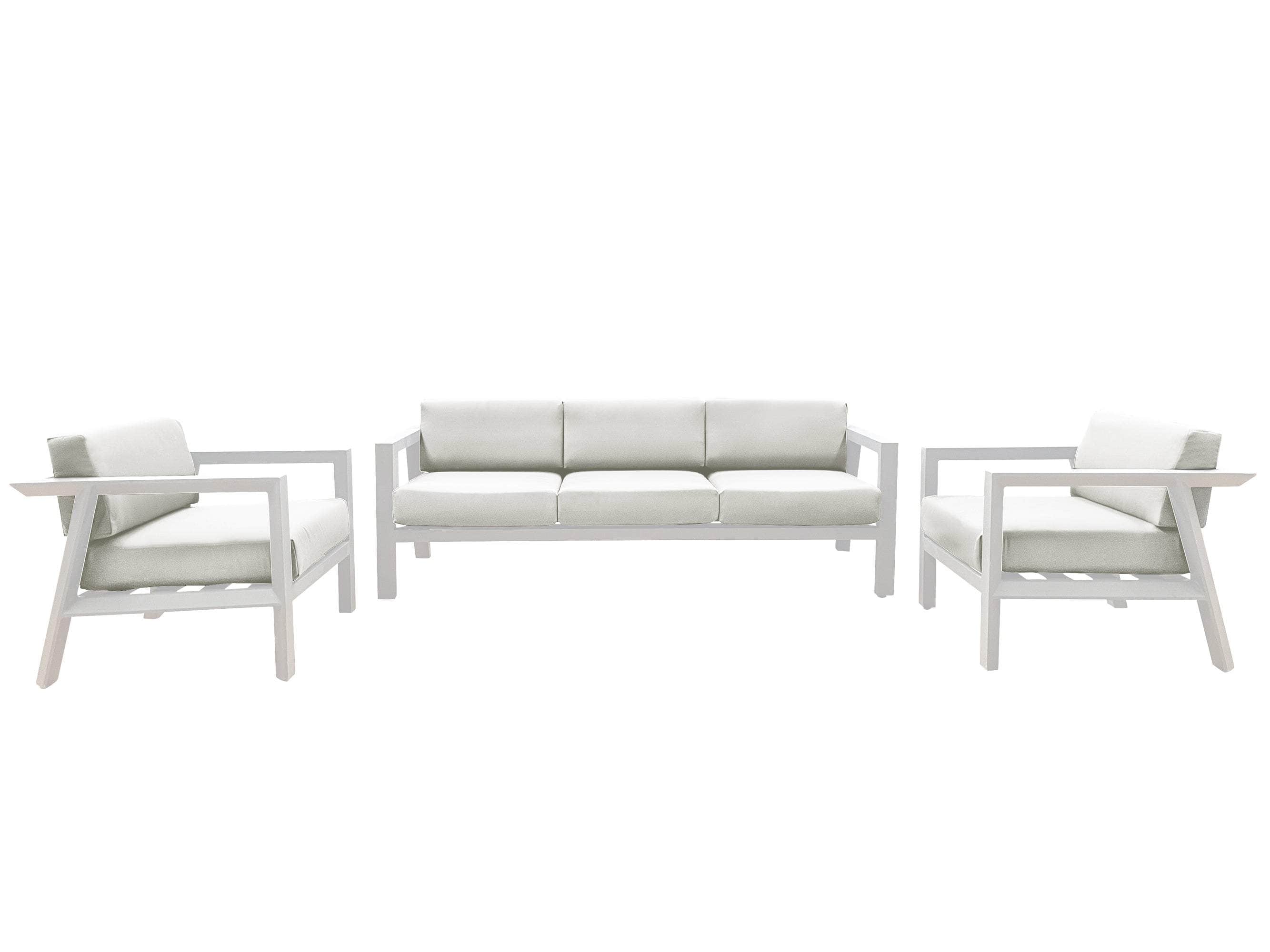 CIEUX Sofa Set Canvas Natural Corsica Outdoor Patio Aluminum Metal Sofa Conversation Set in White with Sunbrella Cushions - Available in 2 Colours