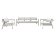 CIEUX Sofa Set Canvas Natural Corsica Outdoor Patio Aluminum Metal Sofa Conversation Set in White with Sunbrella Cushions - Available in 2 Colours