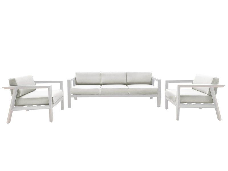 CIEUX Sofa Set Canvas Natural Corsica Outdoor Patio Aluminum Metal Sofa Conversation Set in White with Sunbrella Cushions - Available in 2 Colours