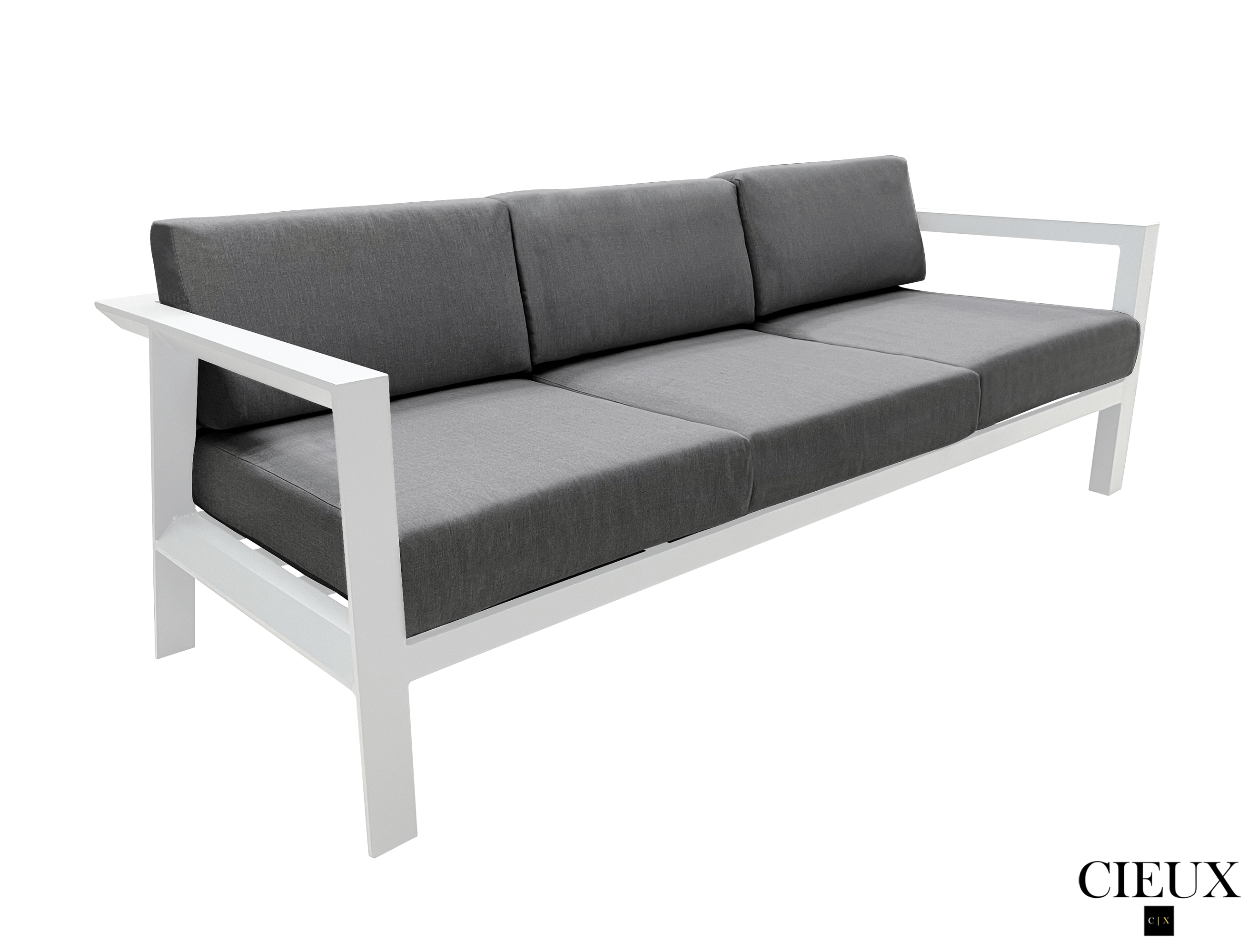 CIEUX Sofa Set Corsica Outdoor Patio Aluminum Metal Sofa Conversation Set in White with Sunbrella Cushions - Available in 2 Colours