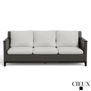 Cieux Sofa Set Loire Outdoor Patio Aluminum Metal Sofa Conversation Set with Swivel Club Chairs and Sunbrella Cast Silver Cushions