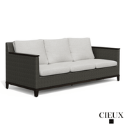 Cieux Sofa Set Loire Outdoor Patio Aluminum Metal Sofa Conversation Set with Swivel Club Chairs and Sunbrella Cast Silver Cushions