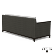 Cieux Sofa Set Loire Outdoor Patio Aluminum Metal Sofa Conversation Set with Swivel Club Chairs and Sunbrella Cast Silver Cushions