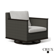 Cieux Sofa Set Loire Outdoor Patio Aluminum Metal Sofa Conversation Set with Swivel Club Chairs and Sunbrella Cast Silver Cushions