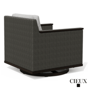 Cieux Sofa Set Loire Outdoor Patio Aluminum Metal Sofa Conversation Set with Swivel Club Chairs and Sunbrella Cast Silver Cushions