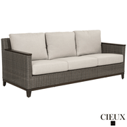 CIEUX Sofa Set Loire Outdoor Patio Aluminum Metal Sofa Conversation Set with Swivel Club Chairs and Sunbrella Cast Silver Cushions