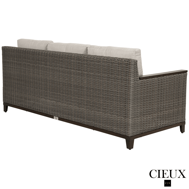 CIEUX Sofa Set Loire Outdoor Patio Aluminum Metal Sofa Conversation Set with Swivel Club Chairs and Sunbrella Cast Silver Cushions