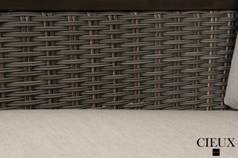 CIEUX Sofa Set Loire Outdoor Patio Aluminum Metal Sofa Conversation Set with Swivel Club Chairs and Sunbrella Cast Silver Cushions