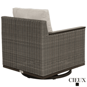 CIEUX Sofa Set Loire Outdoor Patio Aluminum Metal Sofa Conversation Set with Swivel Club Chairs and Sunbrella Cast Silver Cushions