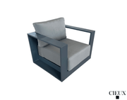 Cieux Sofa Set Lyon Outdoor Patio Aluminum Metal Sofa Conversation Set in Midnight Grey with Sunbrella Cushions - Available in 2 Colours