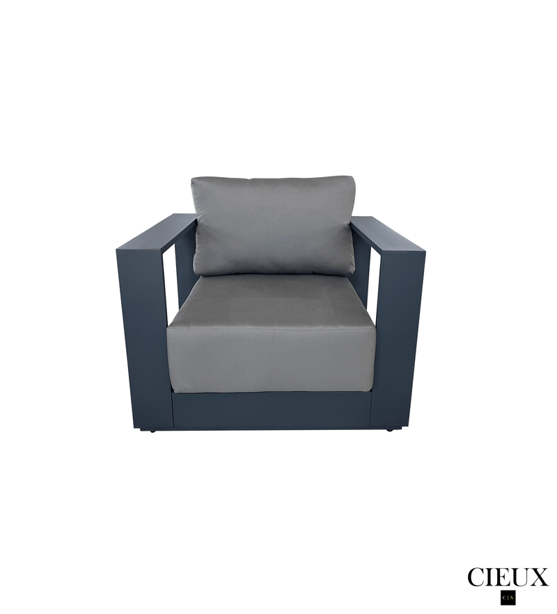 Cieux Sofa Set Lyon Outdoor Patio Aluminum Metal Sofa Conversation Set in Midnight Grey with Sunbrella Cushions - Available in 2 Colours
