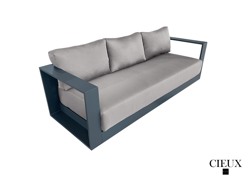 Cieux Sofa Set Lyon Outdoor Patio Aluminum Metal Sofa Conversation Set in Midnight Grey with Sunbrella Cushions - Available in 2 Colours