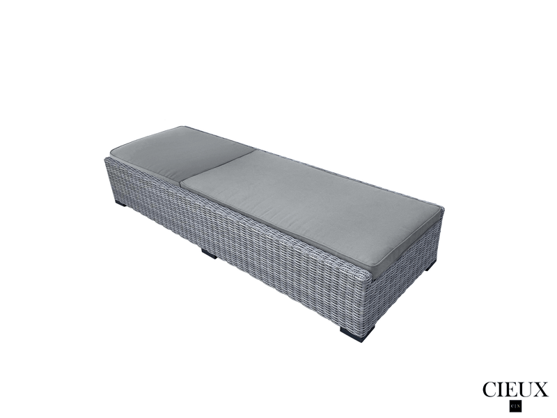 CIEUX Sun Lounger Cannes Outdoor Patio Wicker Chaise Sun Lounger in Grey with Sunbrella Cushions - Available in 2 Colours