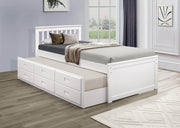 IFDC Bed White Red Deer Twin Size Captains Platform Bed with Twin Size Trundle - Available in 2 Colours