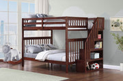 IFDC Bunk Bed Espresso / Bunk Bed with Stairway Chest Only Columbia Solid Wood Mission Full over Full Bunk Bed with Reversible Storage Stairway Chest - Available in 3 Colours