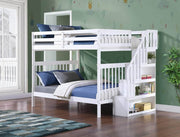 IFDC Bunk Bed White / Bunk Bed with Stairway Chest Only Columbia Solid Wood Mission Full over Full Bunk Bed with Reversible Storage Stairway Chest - Available in 3 Colours