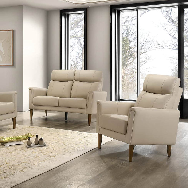 IFDC Chair Cream Beige Velmont 31" High Back Chair in Leather Match - Available in 3 Colours