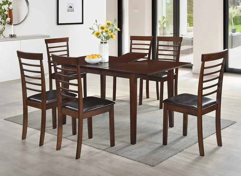 IFDC Dining Set Dining Set with Ladder Back Chairs Castlegar 7 Piece Extendable Rectangular Dining Room Furniture Set - Available in 3 Configurations