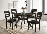 IFDC Dining Set Table and 4 Chairs with Black Seats Rossland 5 Piece Round Espresso Dining Room Furniture Set - Available in 3 Colours