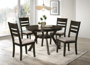 IFDC Dining Set Table and 4 Chairs with White Seats Rossland 5 Piece Round Espresso Dining Room Furniture Set - Available in 3 Colours