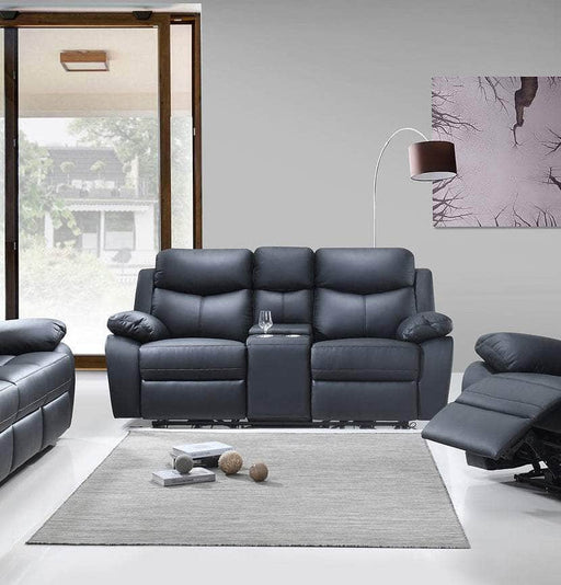 IFDC Loveseat Black Whitby Power Reclining Loveseat with Console in Leather Match - Available in 2 Colours