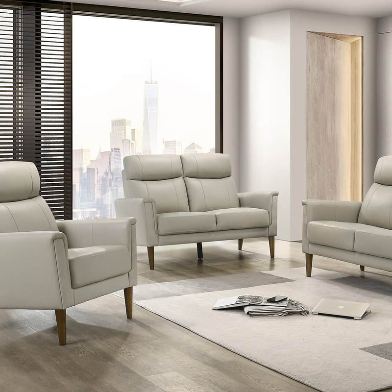 IFDC Loveseat Light Grey Velmont 55" High Back Loveseat in Leather Match - Available in 3 Colours