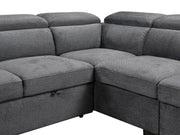IFDC Sectional Airdrie Sleeper Sectional Sofa Bed with Left Facing Storage Chaise, Storage Ottoman and Adjustable Headrests in Grey