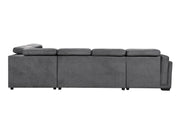 IFDC Sectional Airdrie Sleeper Sectional Sofa Bed with Left Facing Storage Chaise, Storage Ottoman and Adjustable Headrests in Grey