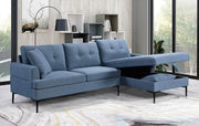 IFDC Sectional Banff Tufted Blue Fabric Storage Sectional Sofa - Available in 2 Configurations