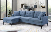 IFDC Sectional Left Facing Chaise Banff Tufted Blue Fabric Storage Sectional Sofa - Available in 2 Configurations
