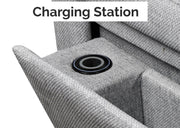 IFDC Sectional Okotoks Tufted Sleeper Sectional Sofa Bed with Cupholder, Charger, Adjustable Headrests and Storage Chaise in Grey - Available in 2 Configurations