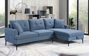 IFDC Sectional Right Facing Chaise Banff Tufted Blue Fabric Storage Sectional Sofa - Available in 2 Configurations